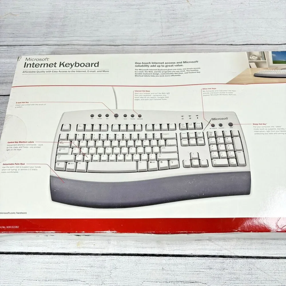 MICROSOFT INTERNET KEYBOARD C19-00330 PS/2 Detachable Palm X09-52282 New Open BX